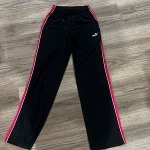 Puma Womens xs Black Pink White Track Pants